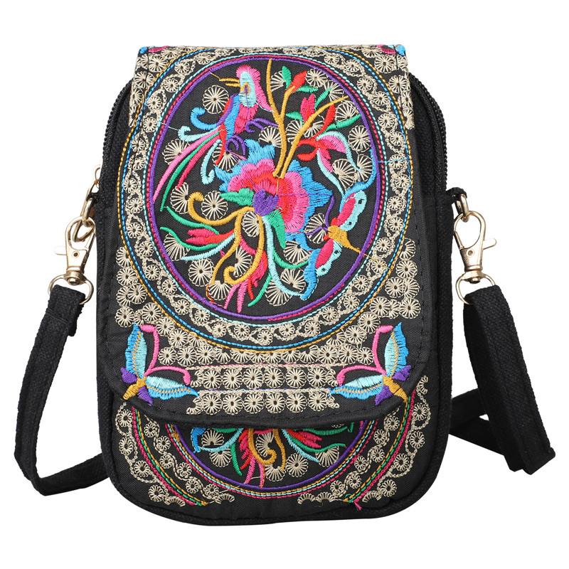 Floral Embroidered Mini Shoulder Bag