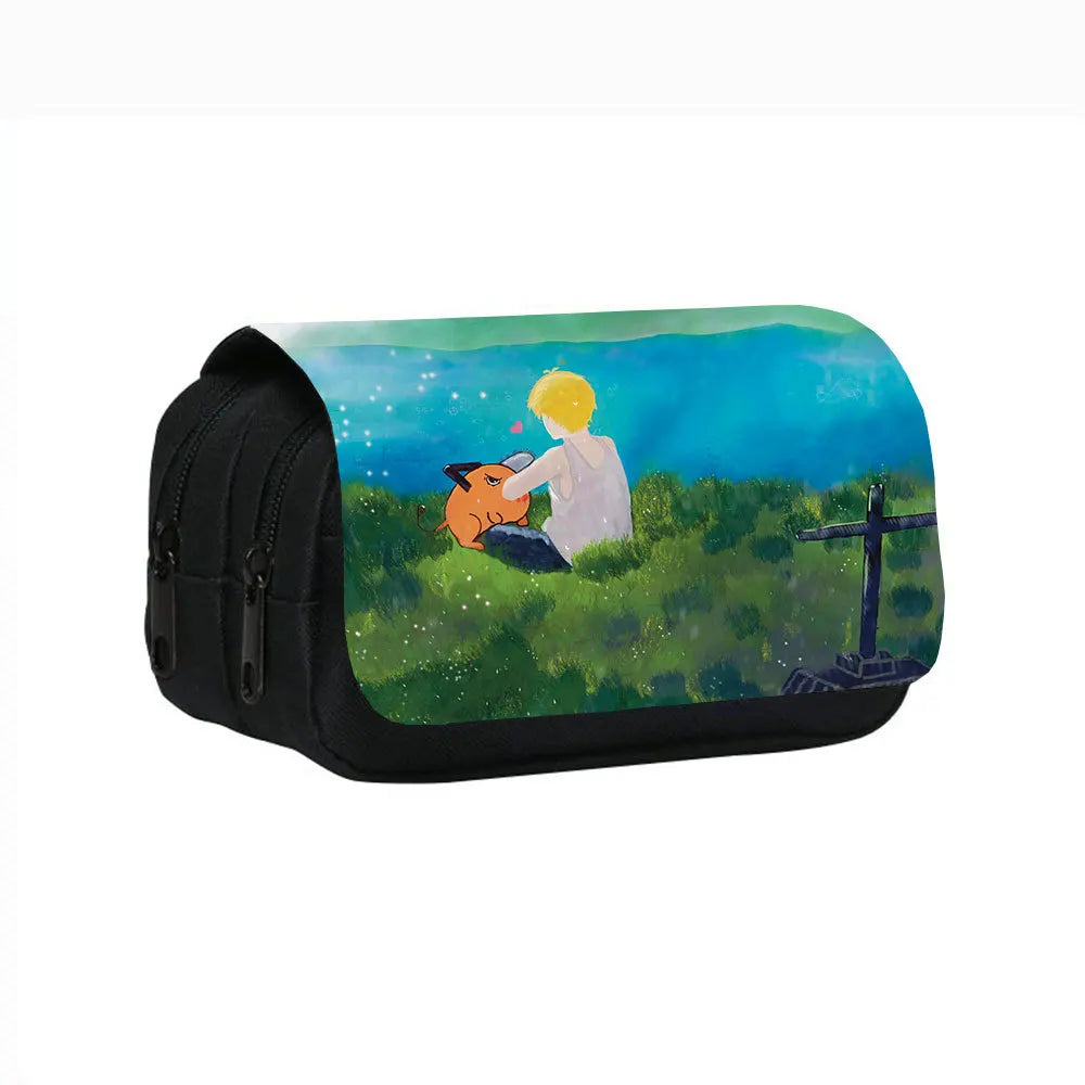 Pochita Chainsaw Man Pencil Case Denji Devil Makima Anime Pen Holder Bags