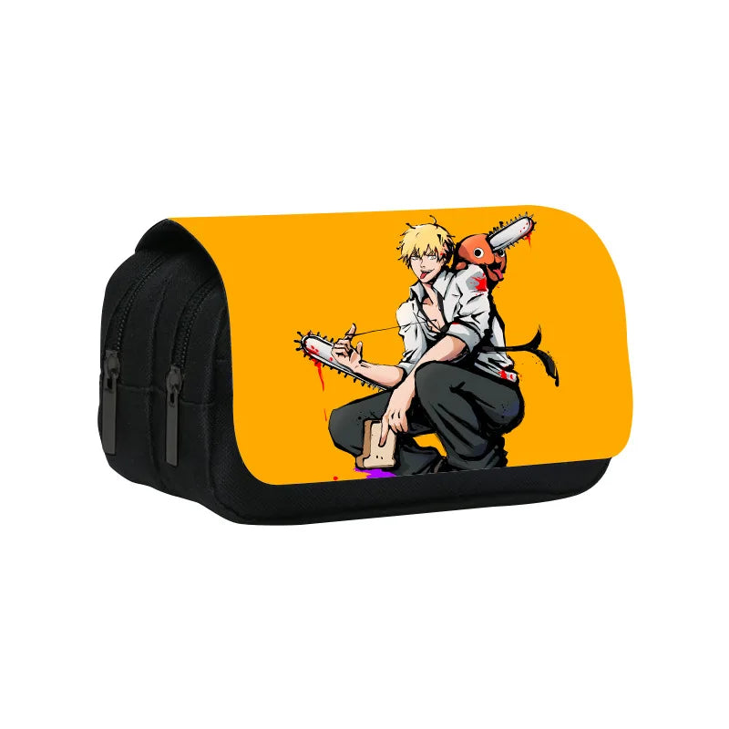 Pochita Chainsaw Man Pencil Case Denji Devil Makima Anime Pen Holder Bags