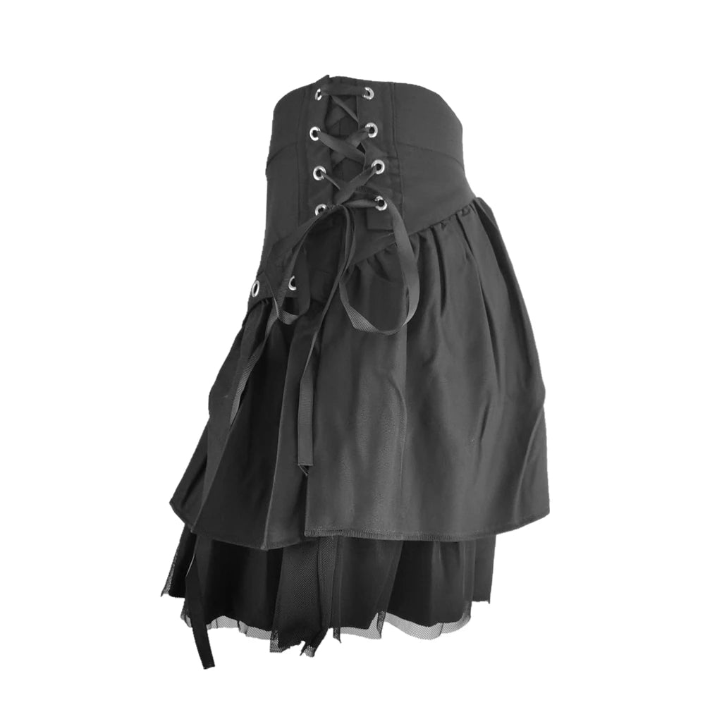 Black Retro Skirt Korean Sweet Kawaii