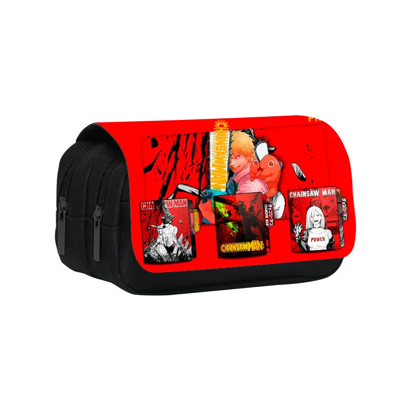 Pochita Chainsaw Man Pencil Case Denji Devil Makima Anime Pen Holder Bags