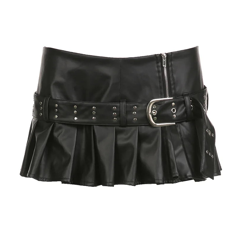 Leather Skirt with Belt
