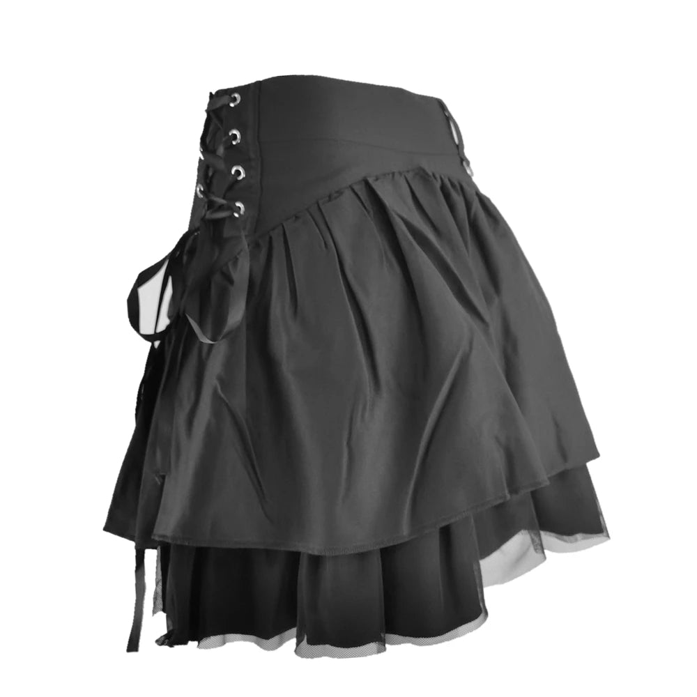 Black Retro Skirt Korean Sweet Kawaii