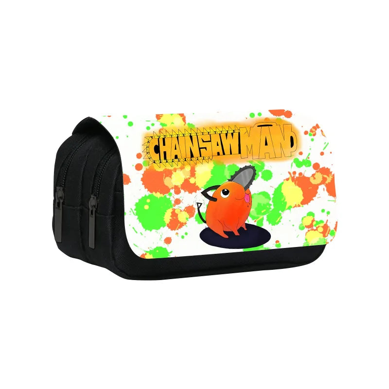 Pochita Chainsaw Man Pencil Case Denji Devil Makima Anime Pen Holder Bags