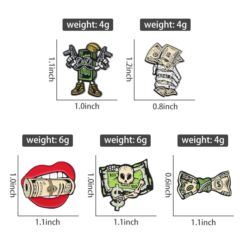 Cartoon Dollar Rich Enamel Pins