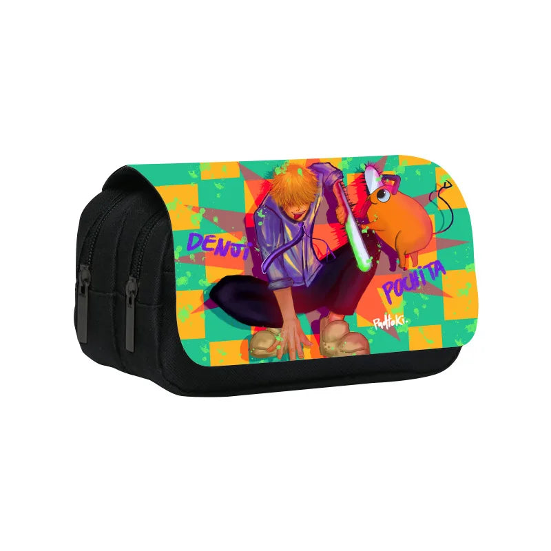 Pochita Chainsaw Man Pencil Case Denji Devil Makima Anime Pen Holder Bags