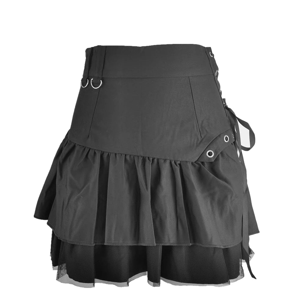 Black Retro Skirt Korean Sweet Kawaii