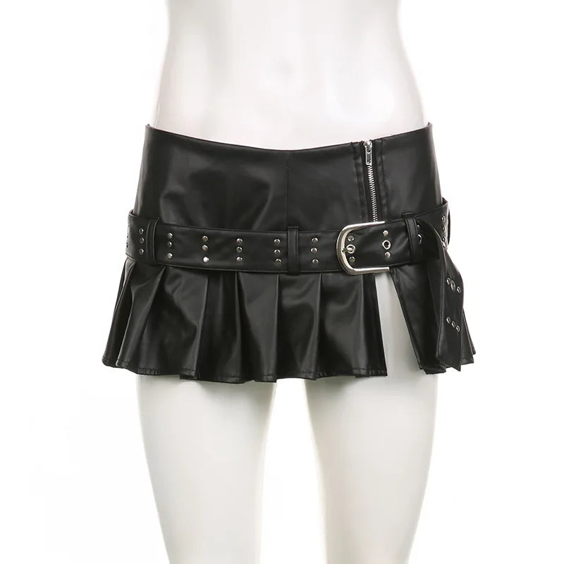Leather Skirt with Belt