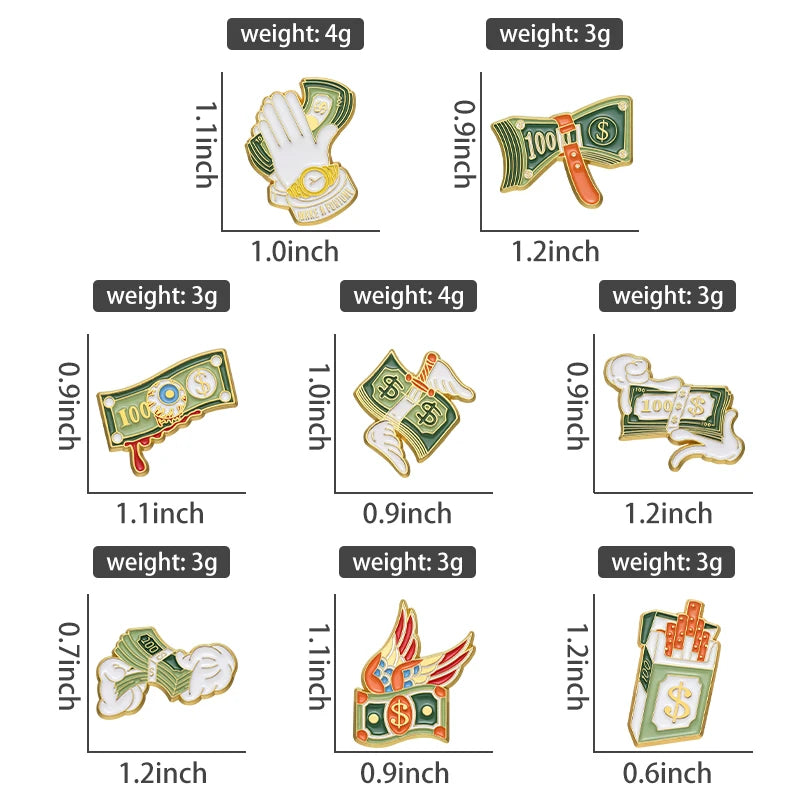 Cartoon Dollar Rich Enamel Pins