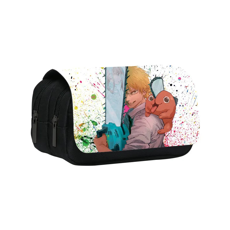 Pochita Chainsaw Man Pencil Case Denji Devil Makima Anime Pen Holder Bags