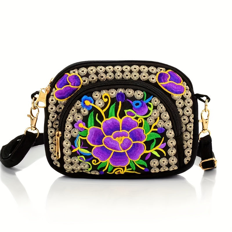 Floral Embroidered Crossbody Bag for Women
